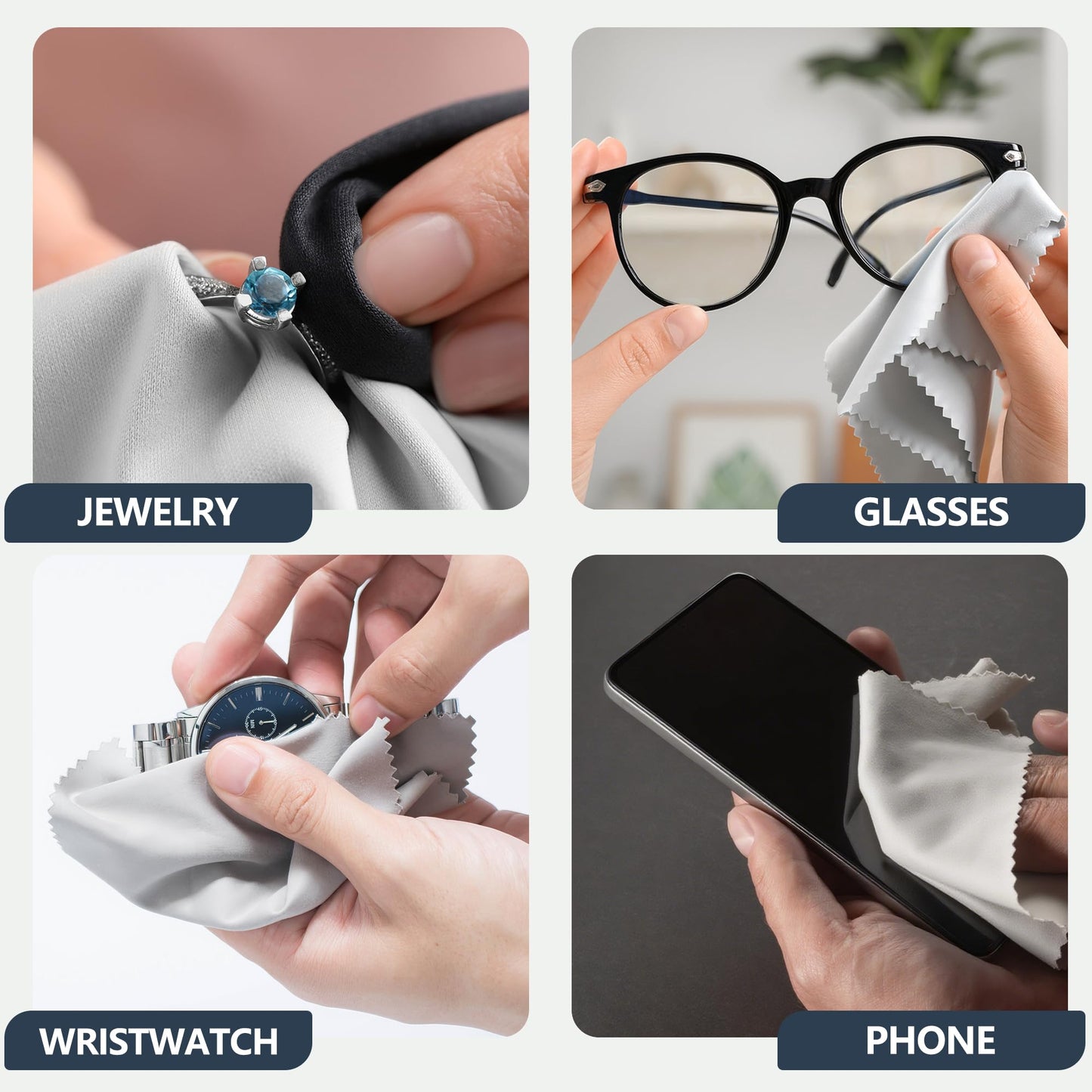 30 Pack Microfiber Cleaning Cloths – Glasses, Screens, Cameras, 7x6 in, Black & Gray, Reusable