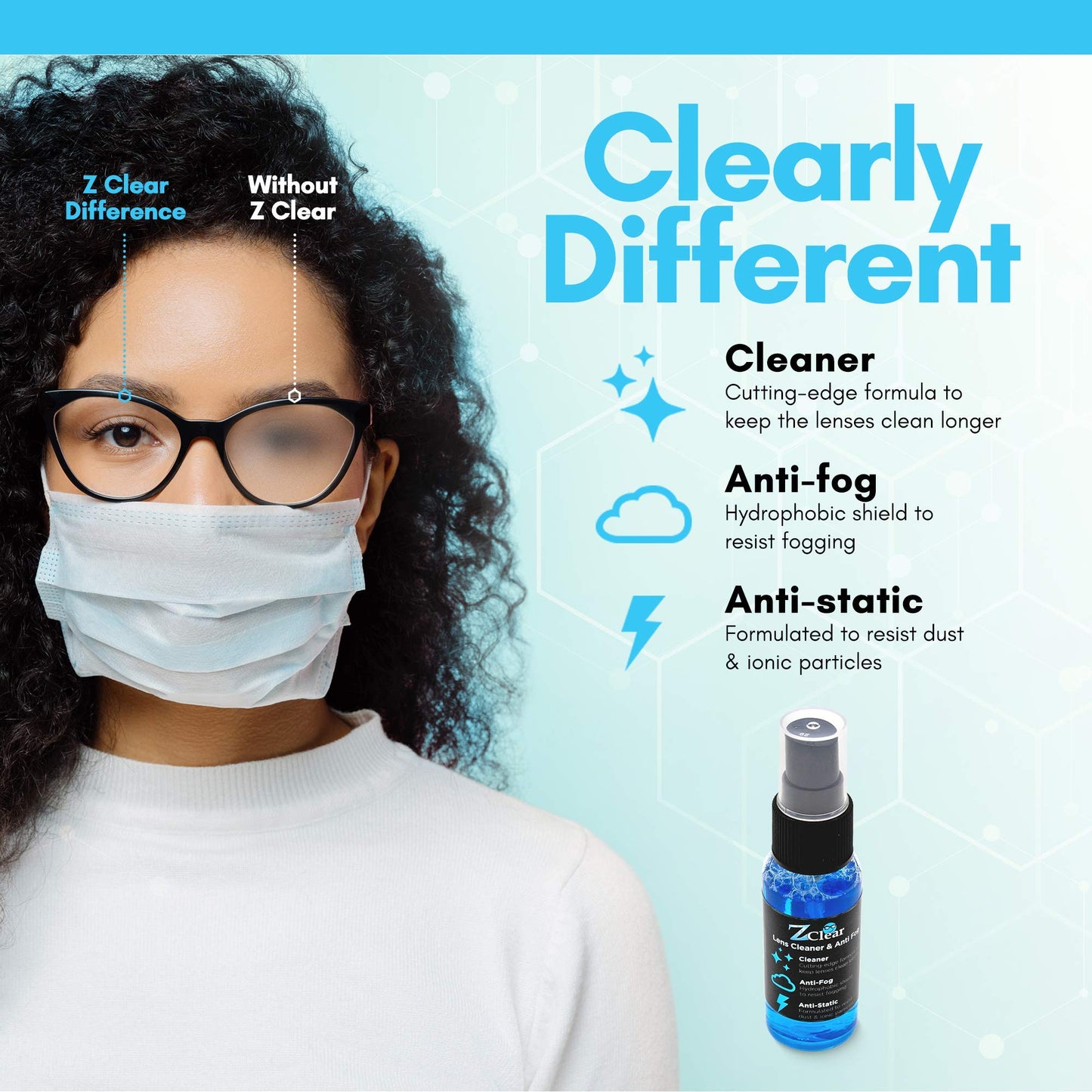 Combo Pack: 1oz Anti-Fog Spray + Microfiber Cloth for Glasses & Sunglasses