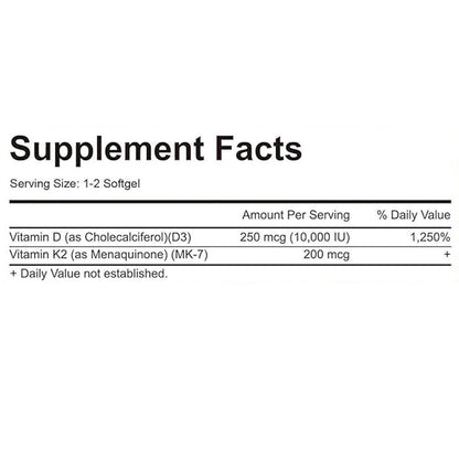 MicroLabs D3 K2 Softgels – 10000 IU D3 + 200 mcg K2, 2-in-1 Vitamin D3 K2, 300 Softgels/Pack