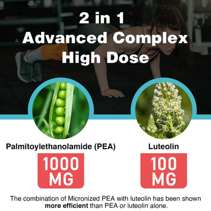 Liposomal Palmitoylethanolamide (PEA) 1000 mg + Luteolin 100 mg | Micronized 99% Purity | 360 Softgels