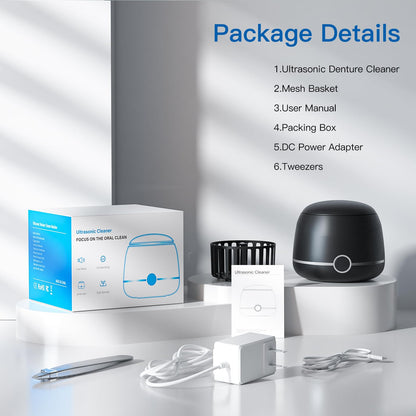 Midomi Ultrasonic Retainer Cleaner - 45kHz, 5/10 Min Modes, USB-C UV Lid, 200ml Pod (Black)