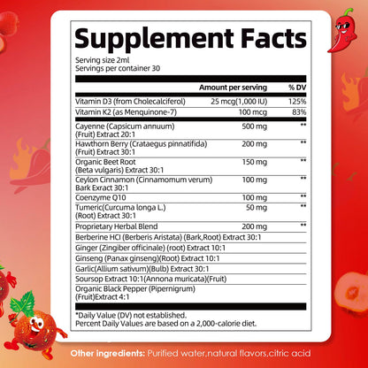 Migcopat Cayenne Pepper Drops Liquid with Vitamin D3 K2 – Immune Support & Digestive Wellness, 2 fl oz