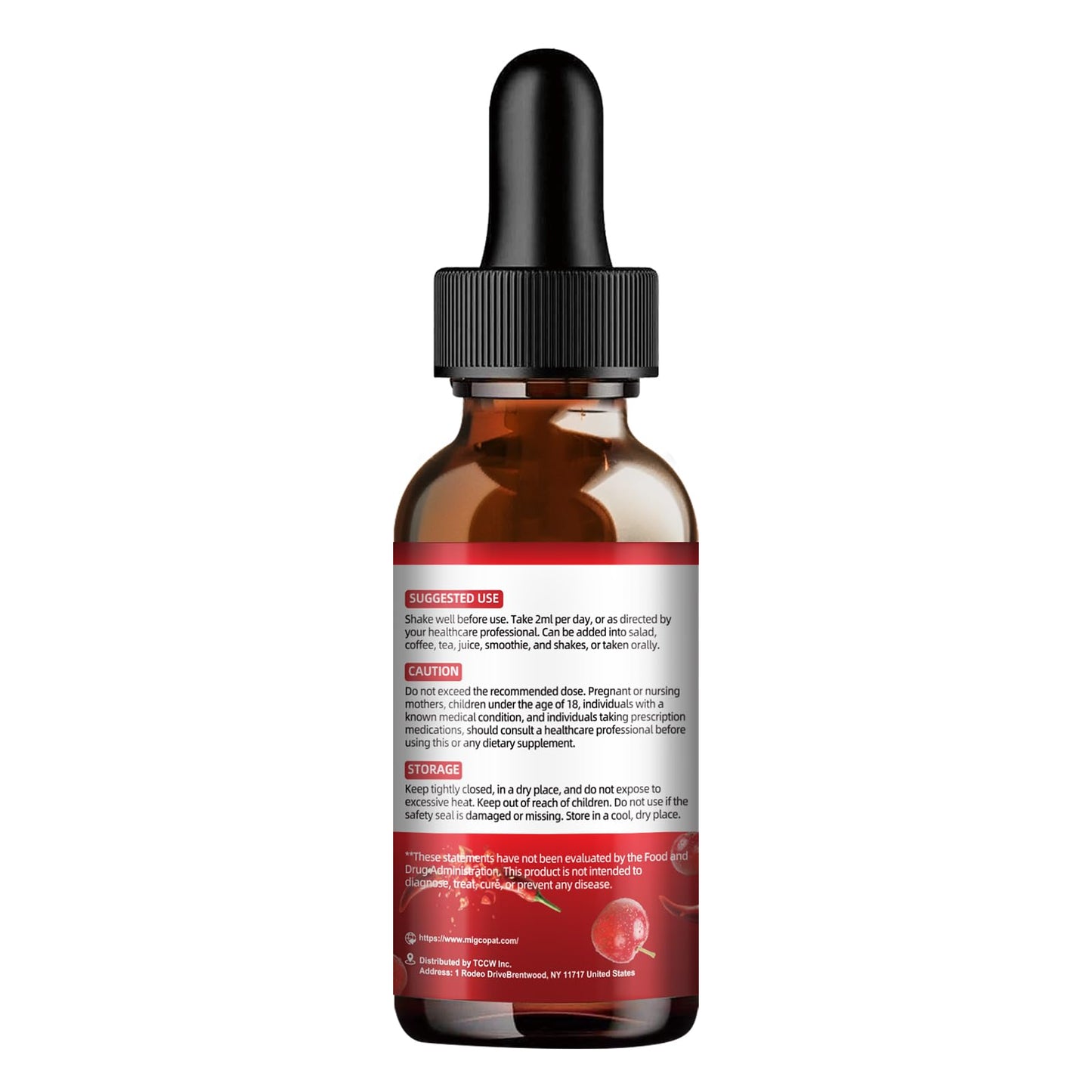 Migcopat Cayenne Pepper Drops Liquid with Vitamin D3 K2 – Immune Support & Digestive Wellness, 2 fl oz
