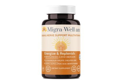 Wellkasa Migra-Well AM: Energizing Methylated Multivitamin – Brain & Nerve Health (No Iron, 60 Caps)