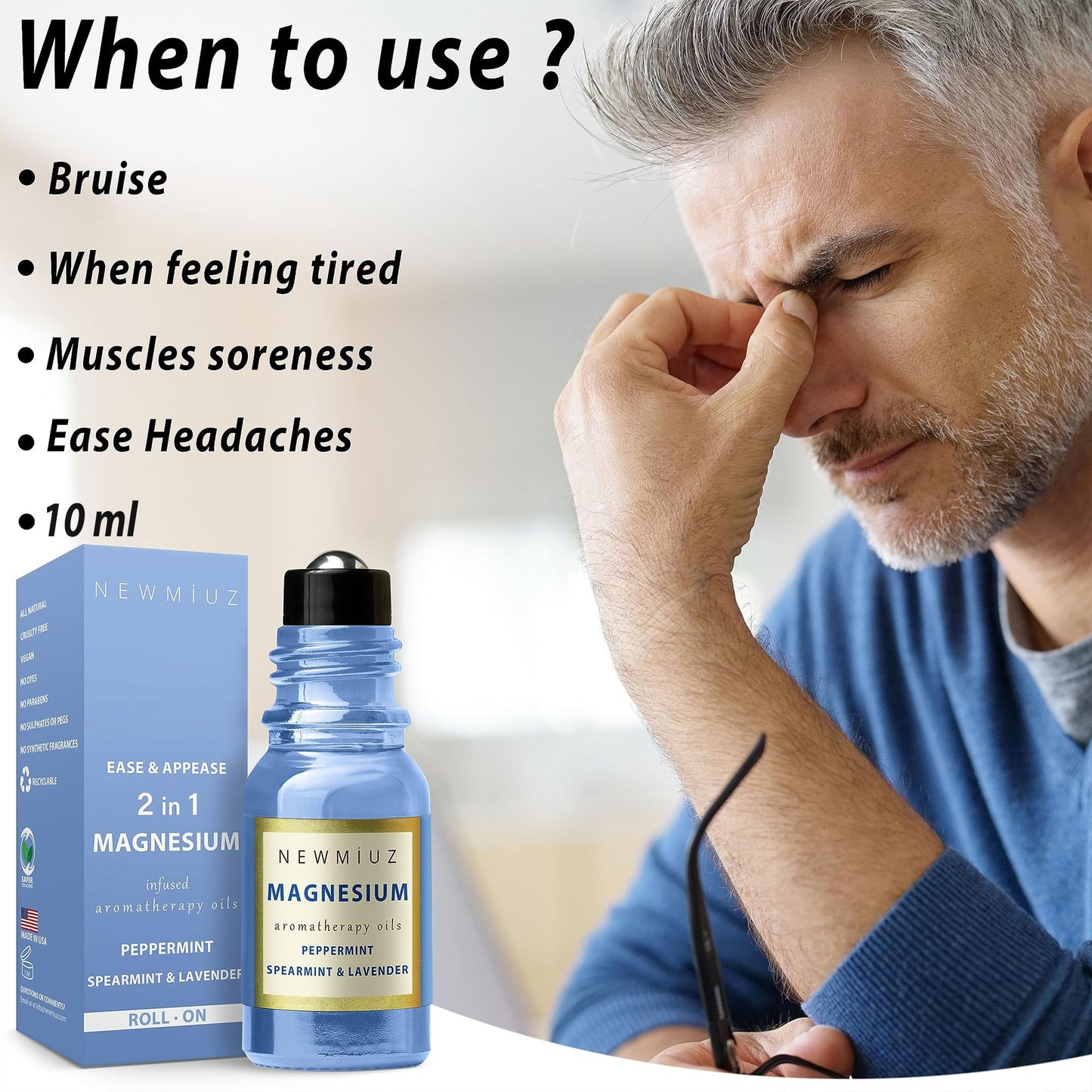 Migraine Roll-On: Magnesium Arnica & Essential Oils for Headache Relief