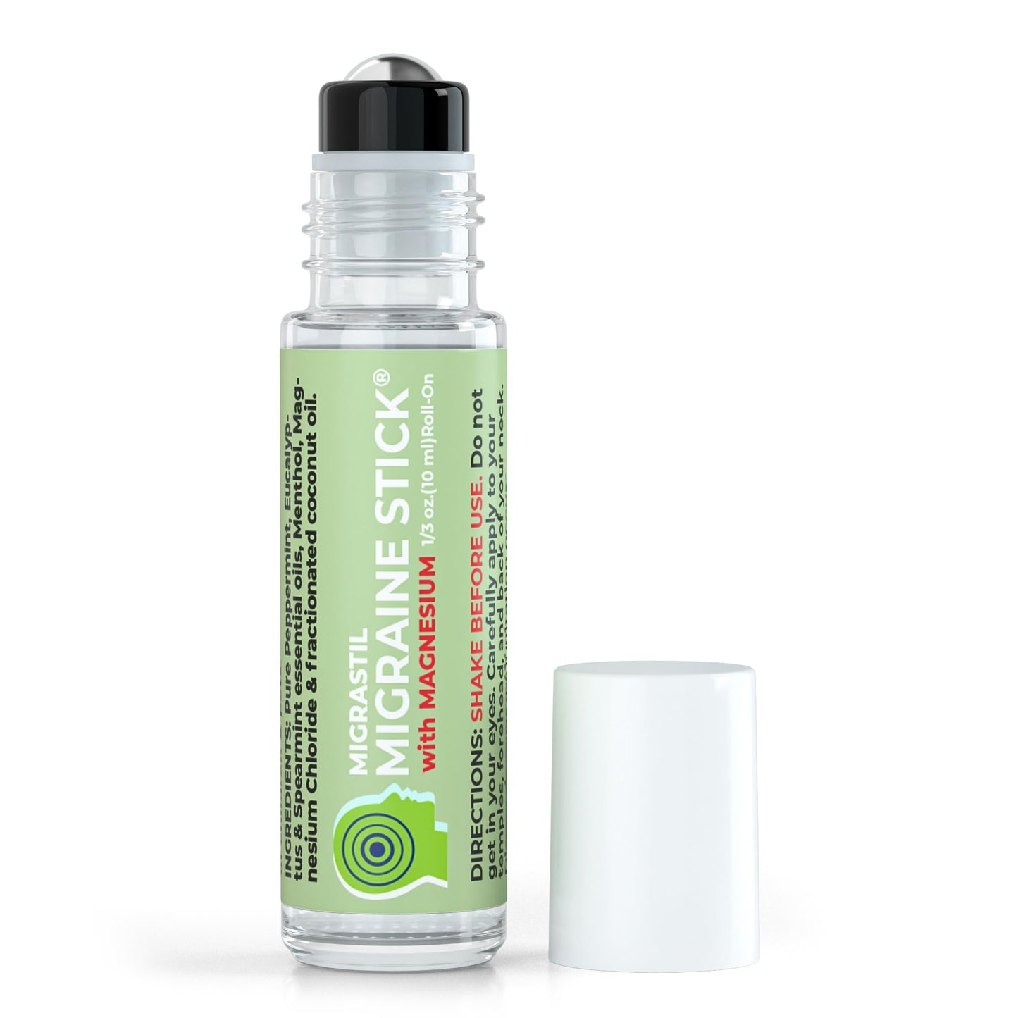 MIGRASTIL Migraine Stick with Magnesium – Cooling Peppermint & Eucalyptus, 10 ml, Made in USA
