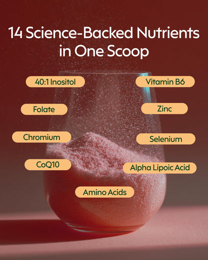 milamend Hormone Balance for Women 40:1 Myo-Inositol D-Chiro Inositol + CoQ10 – Cycle & Fertility Support (30-Day Hibiscus Tea Powder)