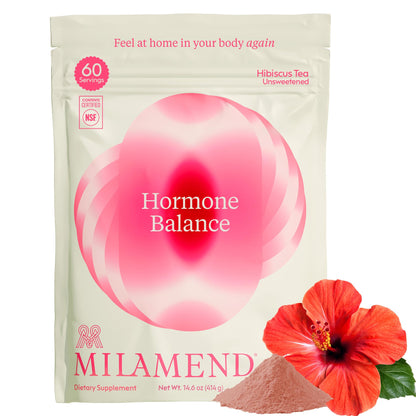 milamend Hormone Balance for Women 40:1 Myo-Inositol D-Chiro Inositol + CoQ10 – Cycle & Fertility Support (30-Day Hibiscus Tea Powder)