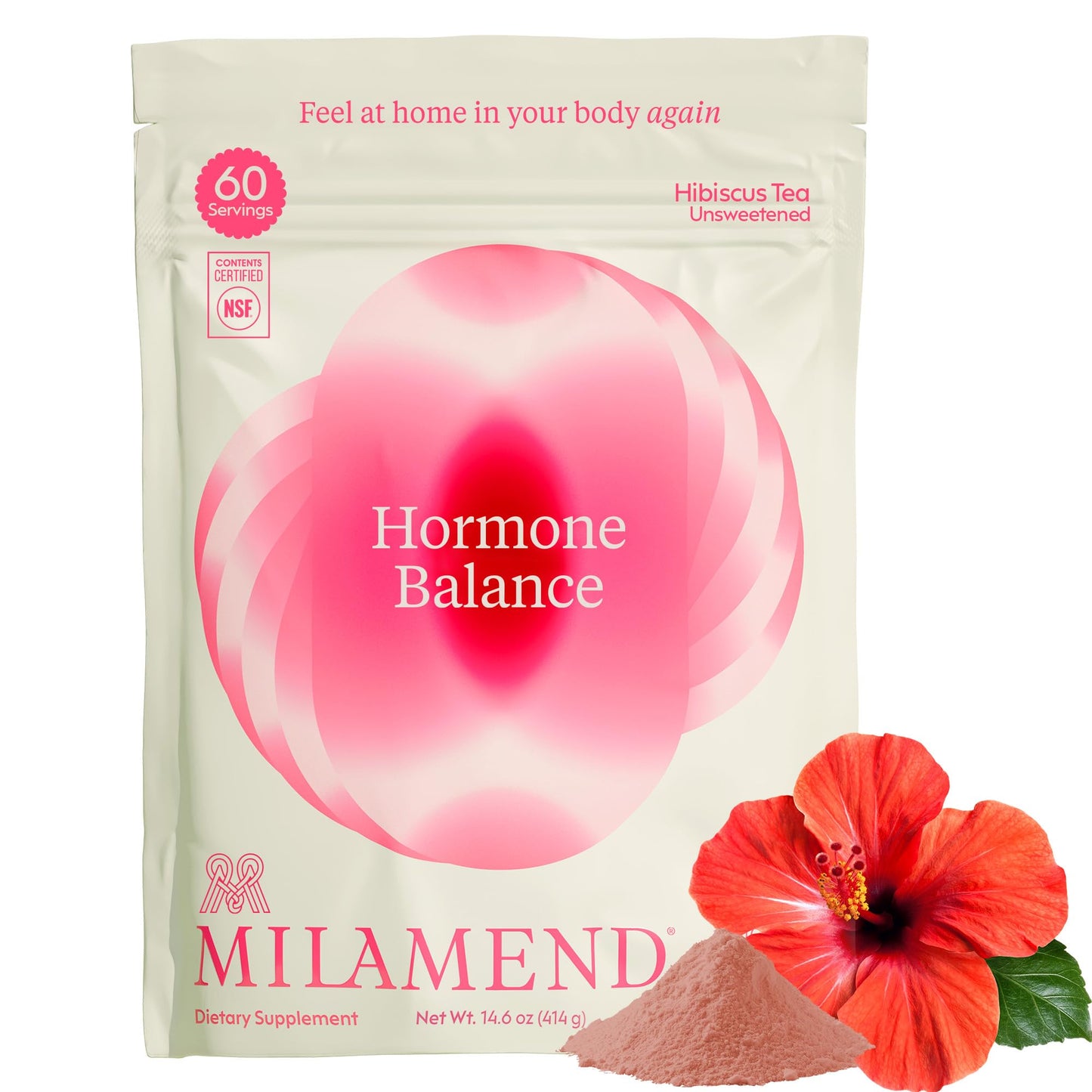 milamend Hormone Balance for Women 40:1 Myo-Inositol D-Chiro Inositol + CoQ10 – Cycle & Fertility Support (30-Day Hibiscus Tea Powder)