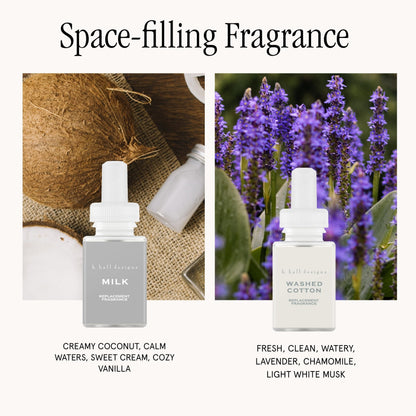 Pura Smart Home Fragrance Device Starter Set – Pura 4 with Milk & Cotton Refills
