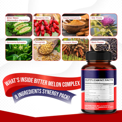 Bitter Melon Capsules with Berberine & Ceylon Cinnamon | Circulation & Immune Support (90 Count)
