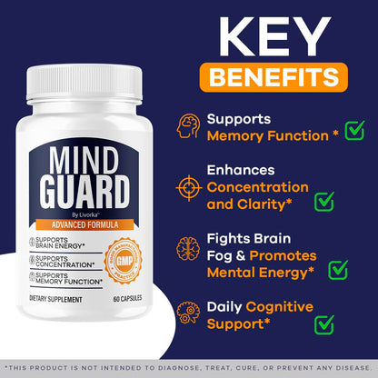 Mind Guard Brain Supplement - Advanced Memory & Focus Support | 60 Capsules