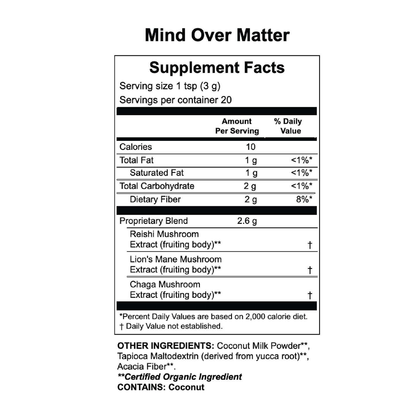 Apothékary Mind Over Matter: Cognitive Support Mushroom Powder – Memory & Focus, Caffeine-Free, Vegan
