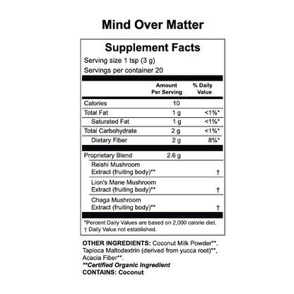 Apothékary Mind Over Matter: Cognitive Support Mushroom Powder – Memory & Focus, Caffeine-Free, Vegan