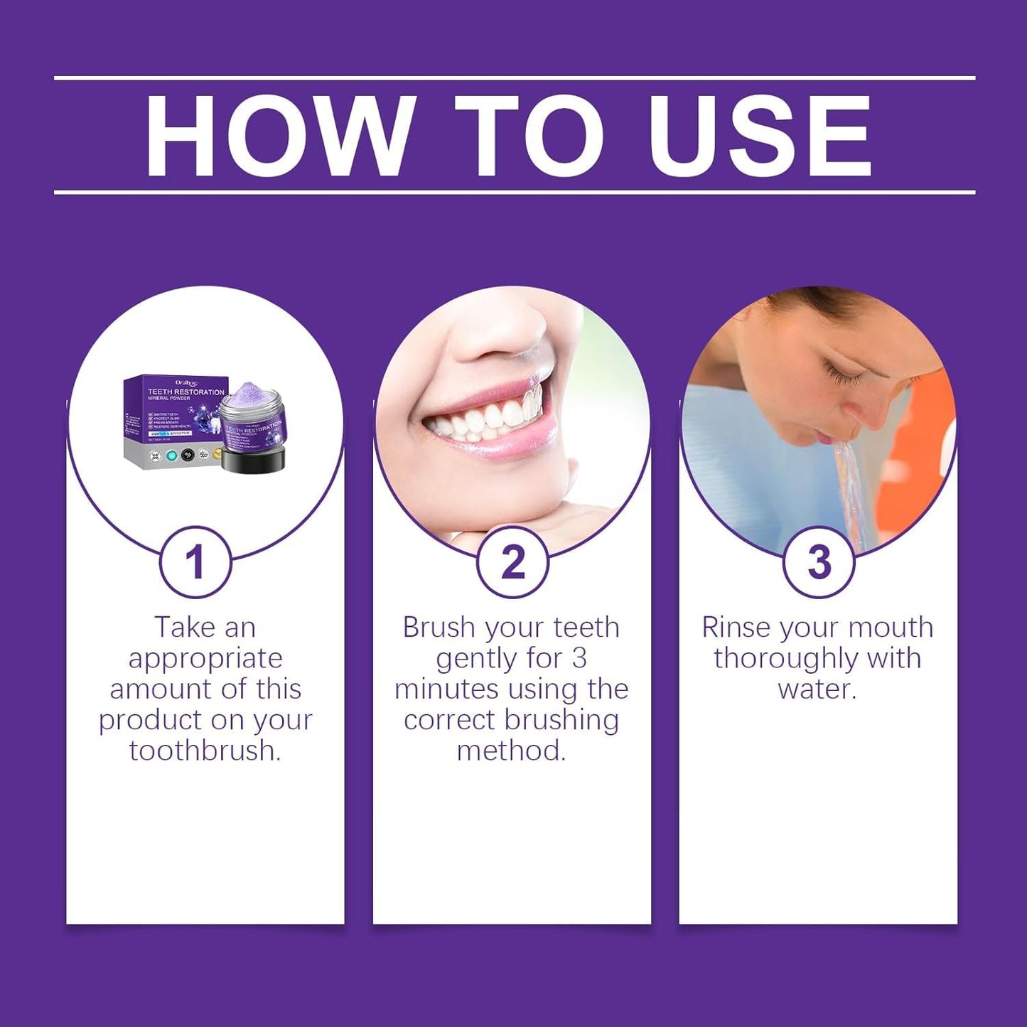 Teeth Restoration Mineral Powder, Mineral Tooth Powder, Dental Restoration Mine RAL Po wder, in Strengthening Teeth and Gums, Protect Gums and Freshen Breath 2pcs