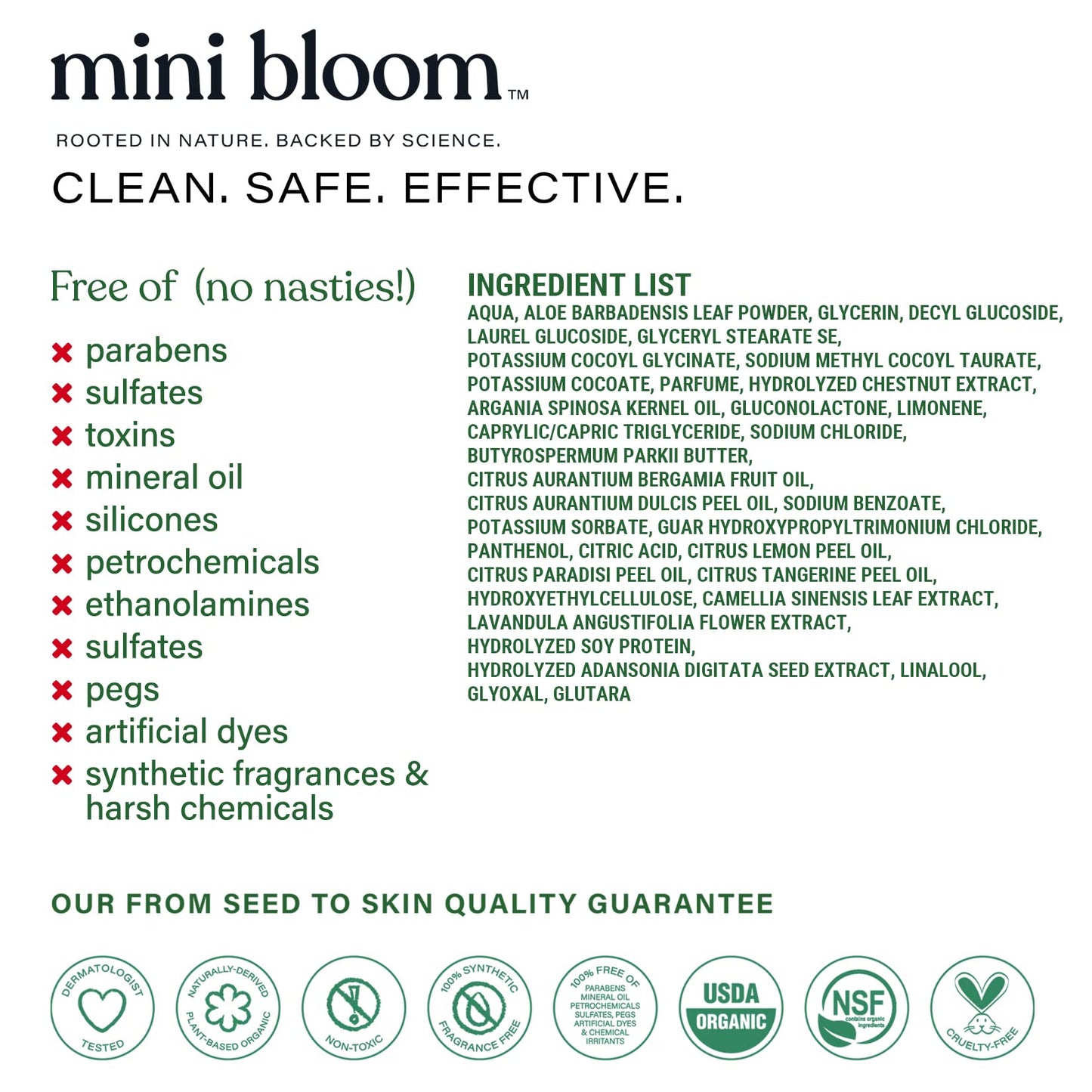 Mini Bloom Fresh N’ Clean 2-in-1 Hair & Body Wash – Sulfate-Free for Babies & Kids, Travel Size