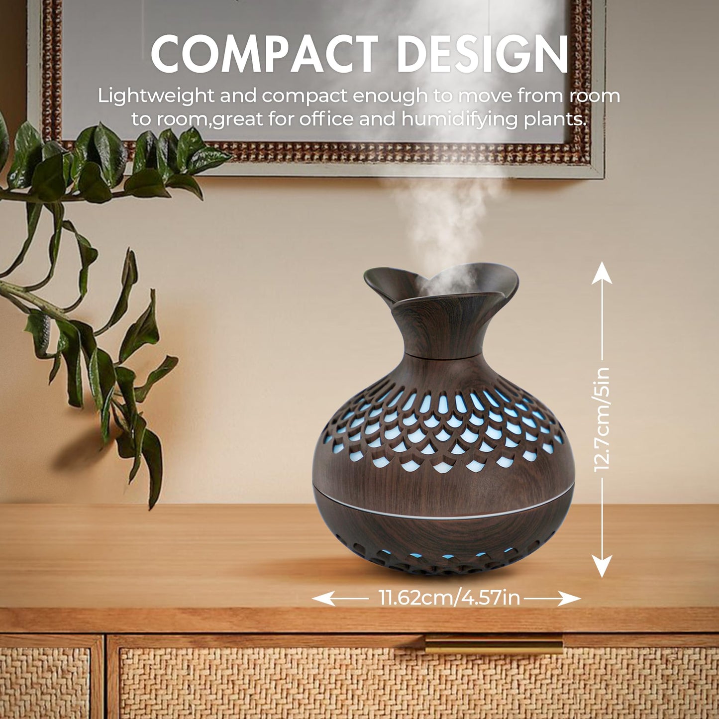 Mini Humidifier for Desk & Bedroom — 300ml Aromatherapy Diffuser with Quiet Night Light