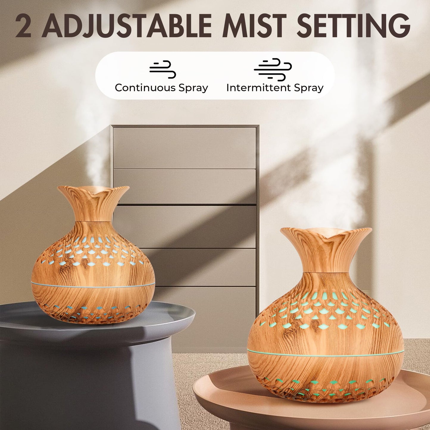 Mini Humidifier for Desk, Bedroom & Office | 300ml Aromatherapy Diffuser with Night Light