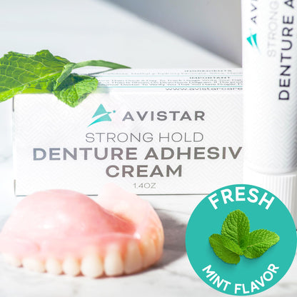 Extra Strong Denture Adhesive Cream – 12 Hour Hold, Mint, Zinc & Fluoride Free