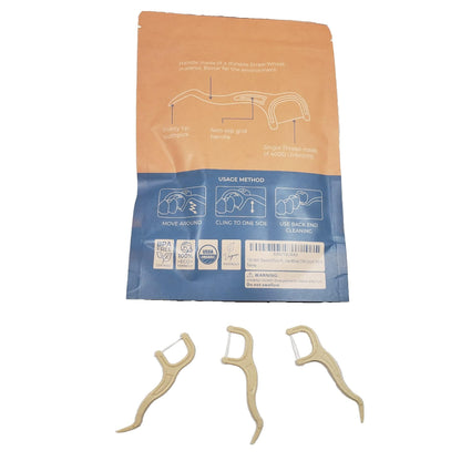 100 Mint Floss Picks – BPA Free, Eco-Friendly Straw Wheat Handle (100 Count)