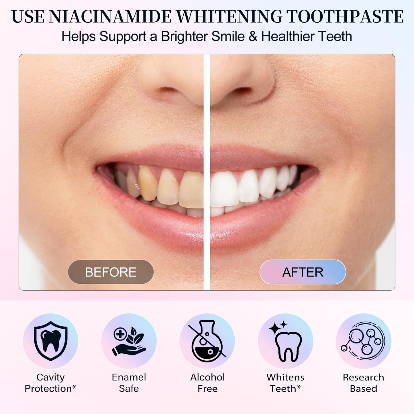 Niacinamide Whitening Toothpaste – Mint & Peach, 3.53oz | Whitening & Gum Health
