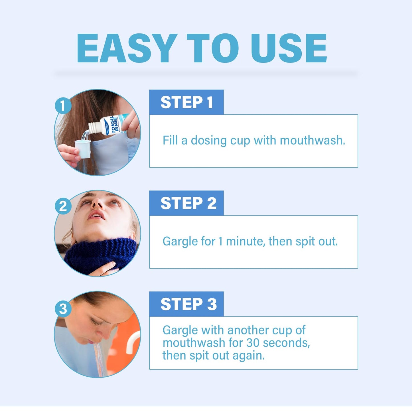 Tonsil Stone Remover Mouthwash - Natural Ingredients, Soothes Tonsils & Fresh Breath (Mint)