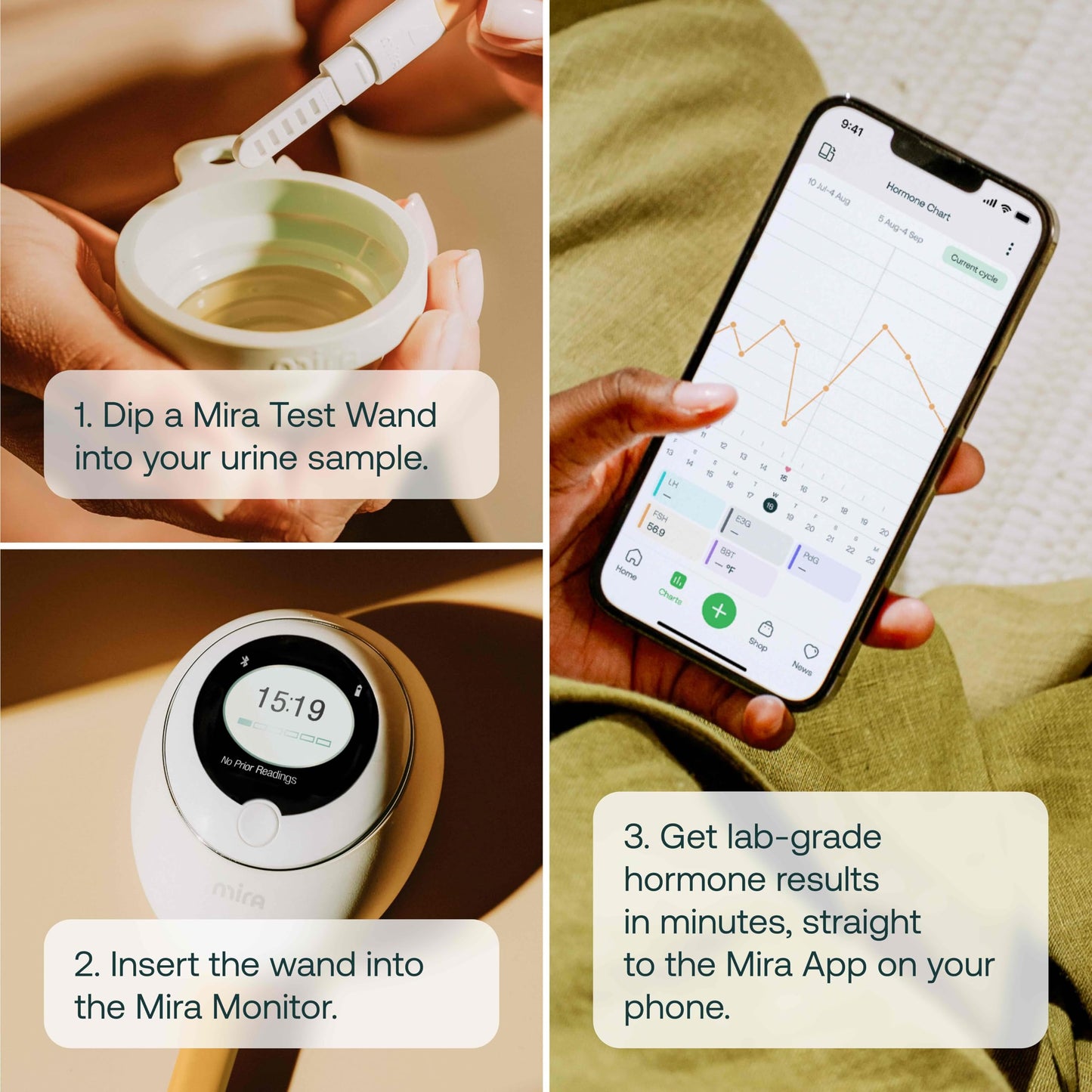 Mira Fertility Ovum Wands – At-Home FSH Test Strips (20 Tests) with Monitor & App