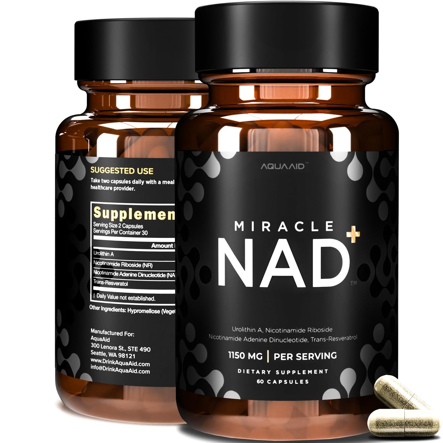 Miracle NAD+ Supplement – Urolithin A, NR & Trans‑Resveratrol (60 capsules)