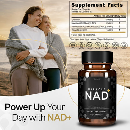 Miracle NAD+ Supplement – Urolithin A, NR & Trans‑Resveratrol (60 capsules)