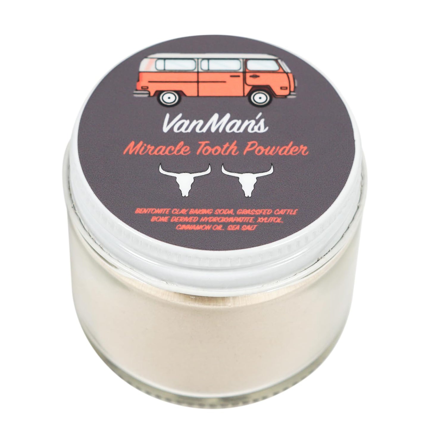 Miracle Tooth Cleaning Powder Toothpaste - Fluoride-Free, Bentonite Clay, Grass-Fed Bone Hydroxyapatite, Cinnamon Oil - 2.2 oz