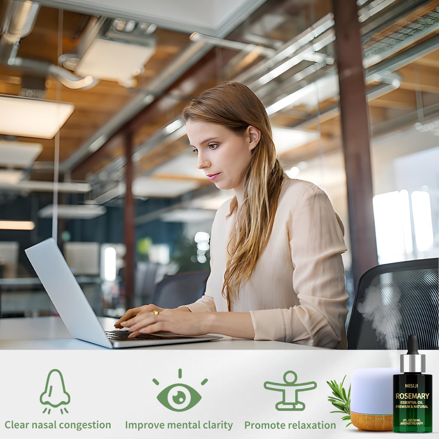 MISIJI Rosemary Essential Oil - 1 FL OZ | Diffuser, Aromatherapy & Craft Making