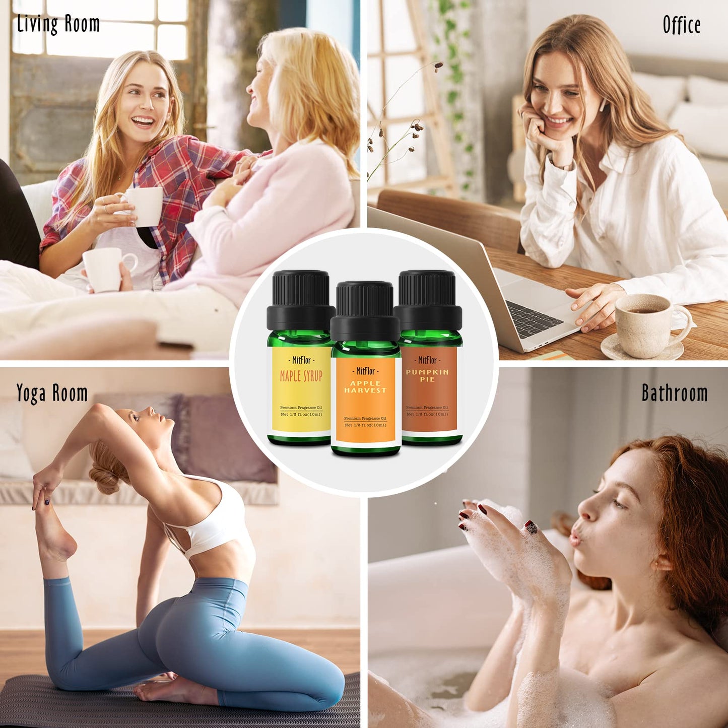 Autumn Essential Oils Set - MitFlor Fall Fragrance Oils for Candle & Soap Making, 10ml x6