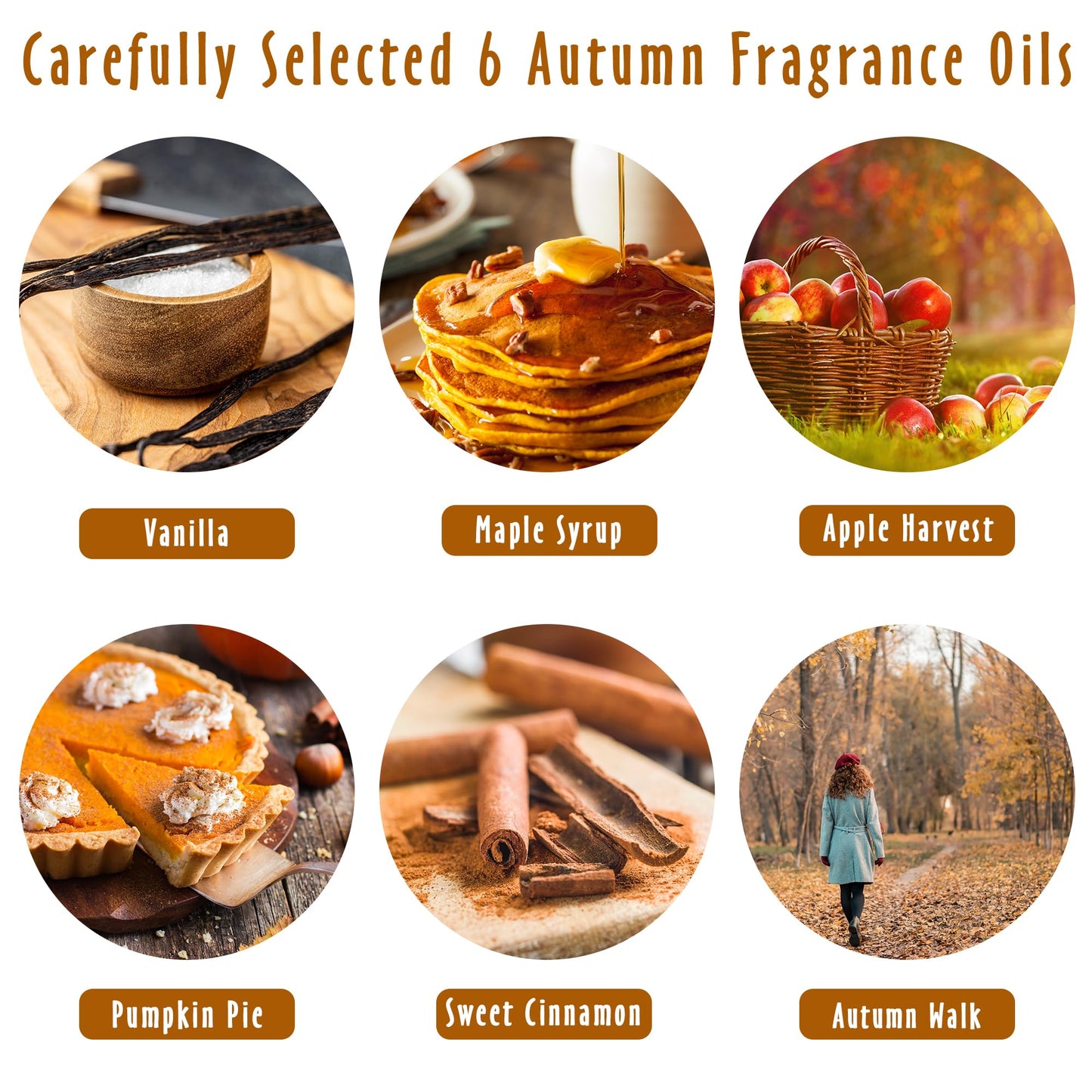 Autumn Essential Oils Set - MitFlor Fall Fragrance Oils for Candle & Soap Making, 10ml x6