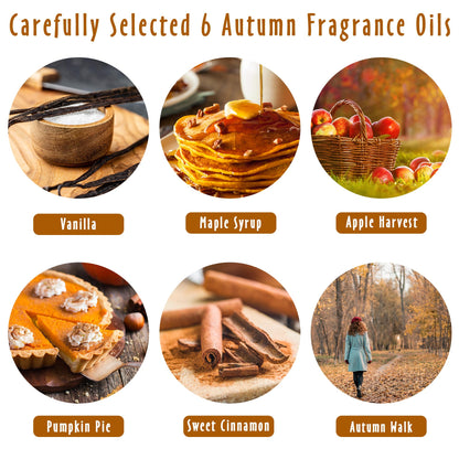 Autumn Essential Oils Set - MitFlor Fall Fragrance Oils for Candle & Soap Making, 10ml x6