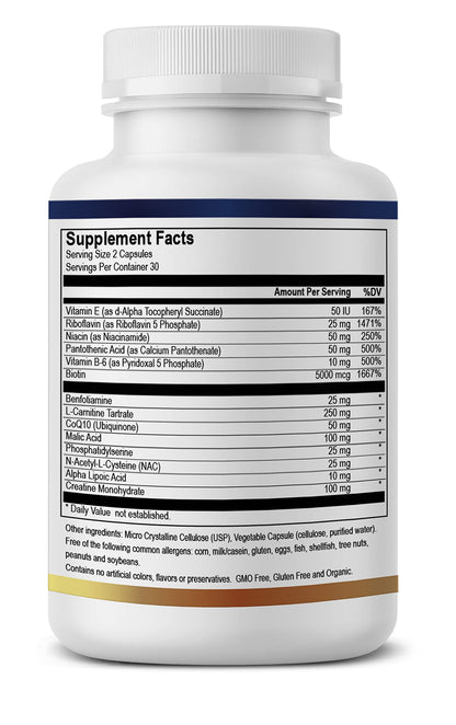 True Healing Naturals Mito Rescue - Mitochondrial Support Supplements, 60 Vegetarian Capsules
