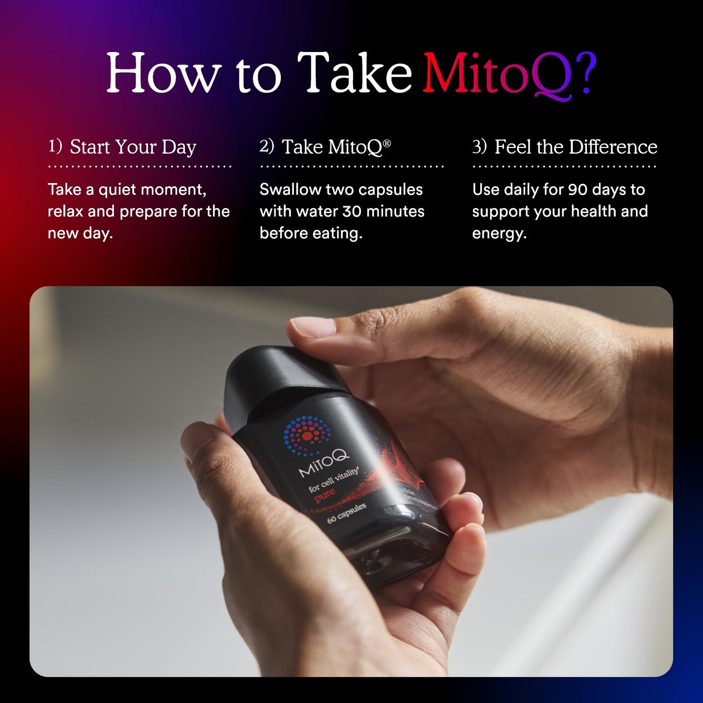 MitoQ Pure Advanced Mitochondria Supplement | Superior Bioavailability for Energy, Aging & Vitality
