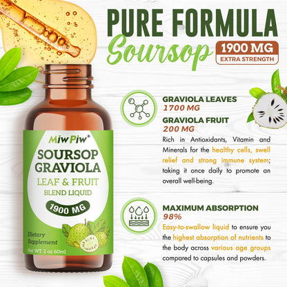MiW Piw Soursop Graviola Liquid Drops 1900MG – Sleep Support & Immune Boost