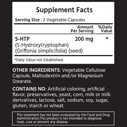 ML Naturals 5-HTP 200 mg | 240 Veggie Capsules | Non-GMO, Gluten Free, NSF-Certified