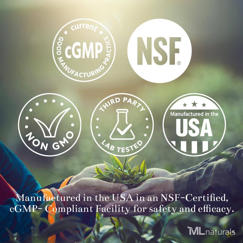 ML Naturals GABA 1,000 mg per Serving – 240 Veg Capsules | NSF-Certified & cGMP-Compliant