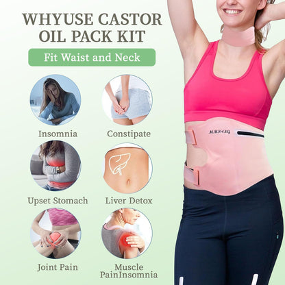 MMPANG Organic Castor Oil Pack Wraps - Reusable Waist & Neck Pads (Plus Size)