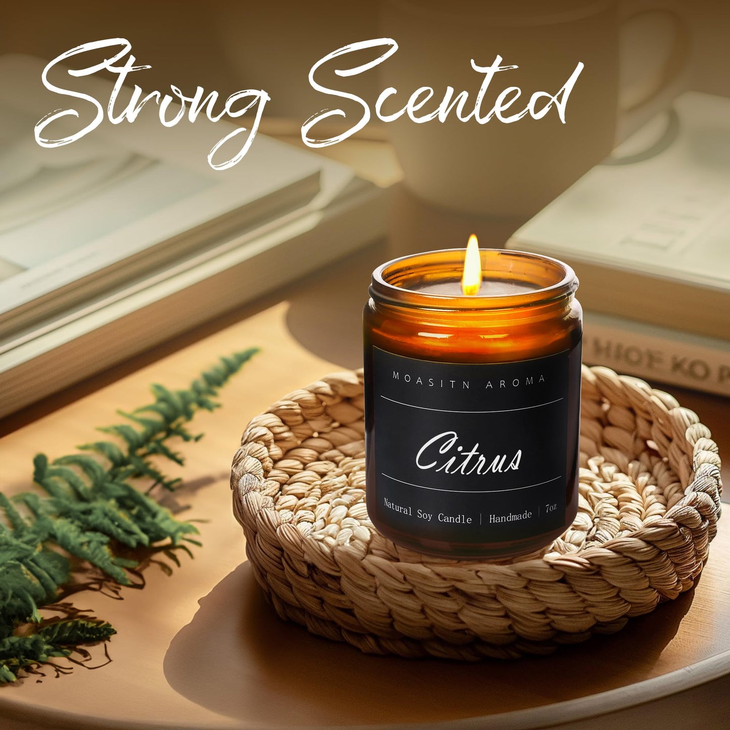 MOASITN Citrus Scented Soy Candle 7oz | Handmade Aromatherapy Jar Gift