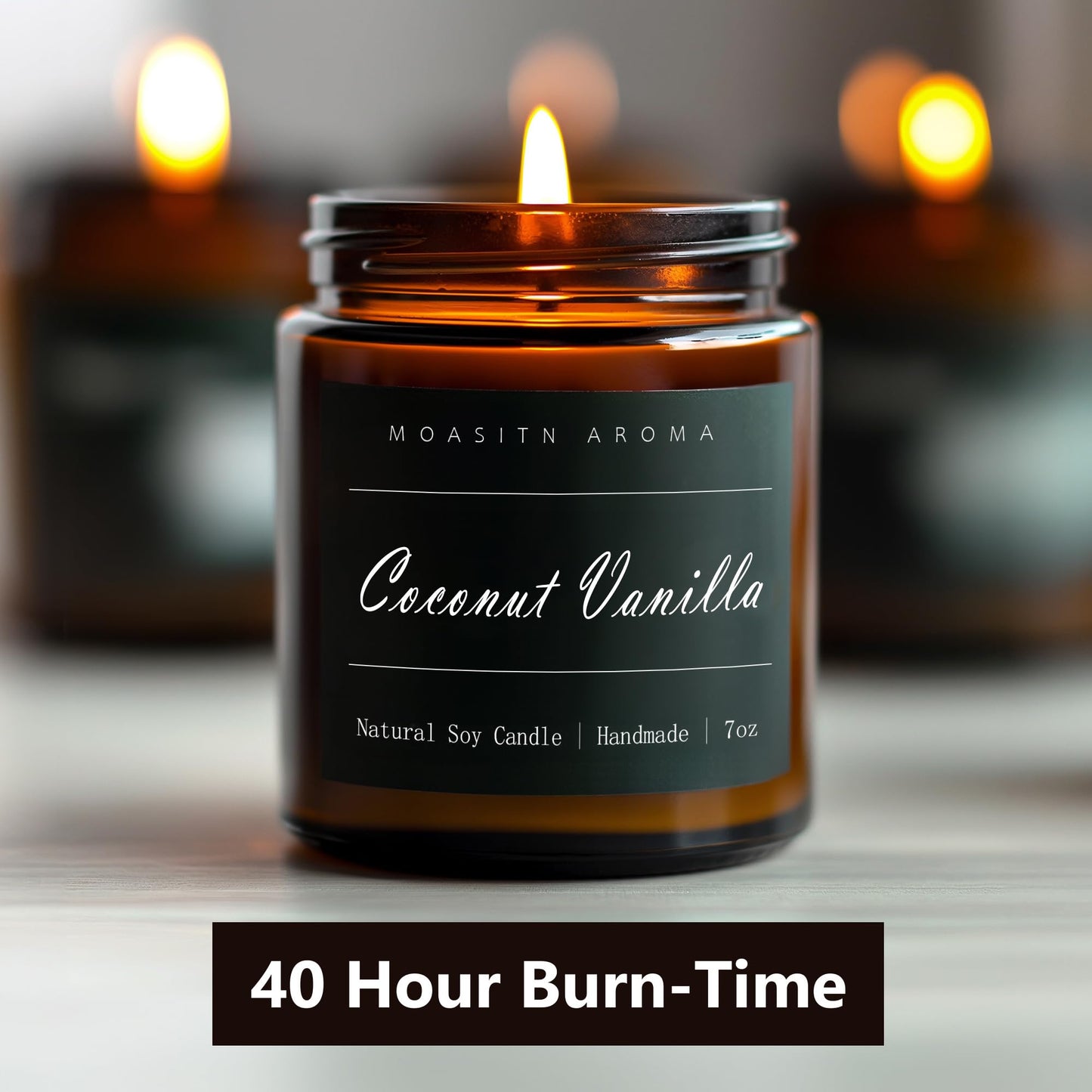 MOASITN Coconut Vanilla Heavenly Scented Candle 7oz | Natural Soy Aromatherapy Jar Candle | Handmade Gift