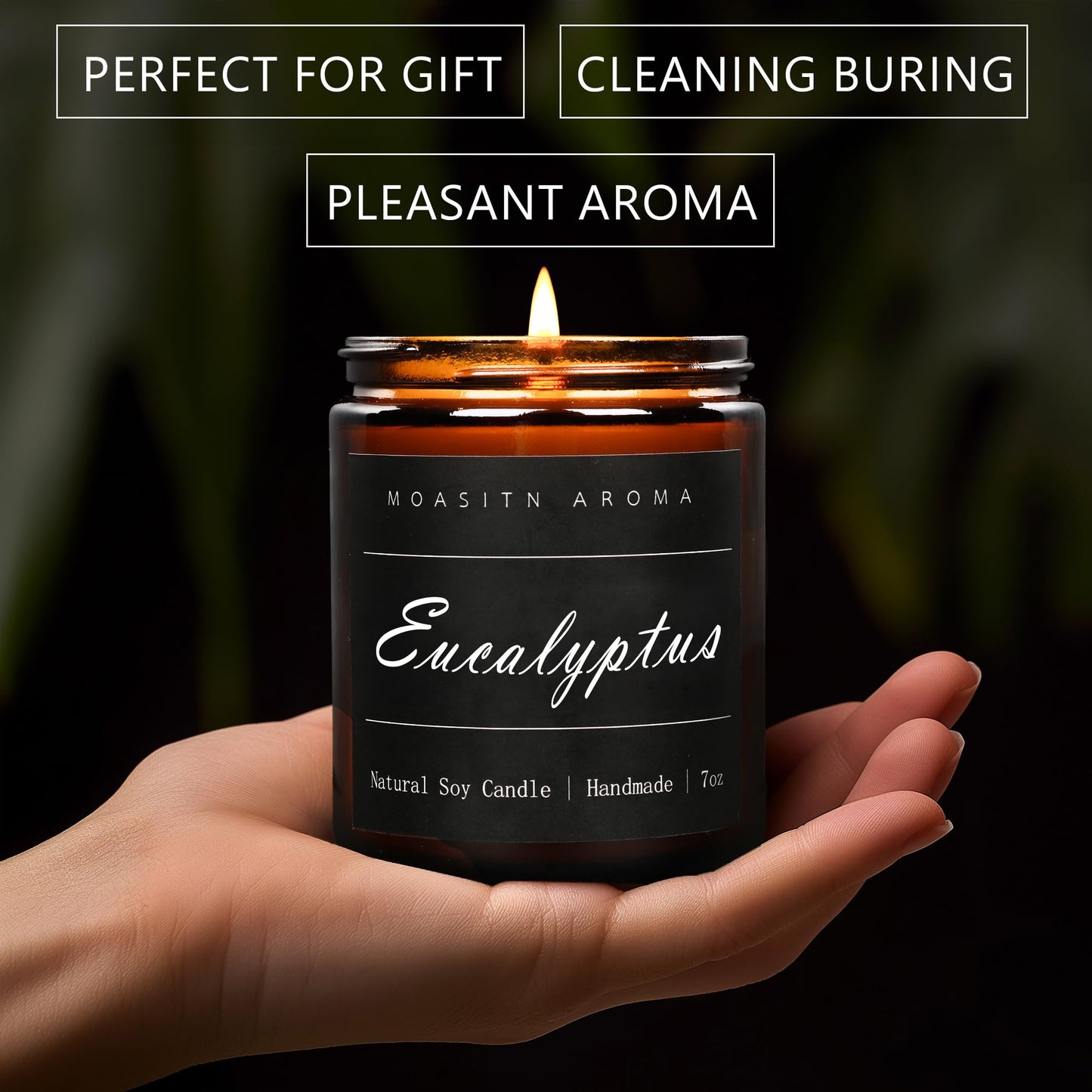 MOASITN Eucalyptus Heavenly Scented Candle - Natural Soy Aromatherapy 7oz | Handmade Jar Candle