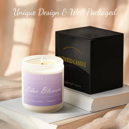 MOASITN Lilac Blossom Spring Soy Candle - 7oz | Lavender, Lilac & Lemon Scented Aromatherapy Jar Candle
