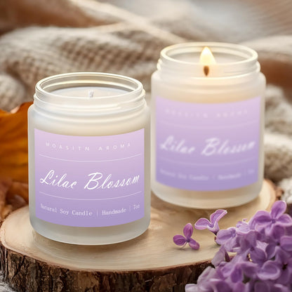 MOASITN Lilac Blossom Spring Soy Candle - 7oz | Lavender, Lilac & Lemon Scented Aromatherapy Jar Candle