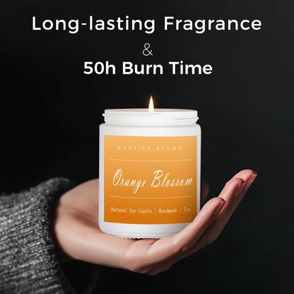 MOASITN Orange Blossom Scented Soy Candle 7oz – Handmade Jar Candle for Home & Gift