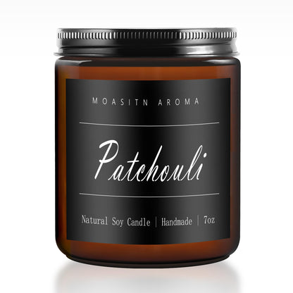MOASITN Patchouli Scented Candle – Natural Soy, Handmade 7oz Jar | Aromatherapy Gift for Women & Men