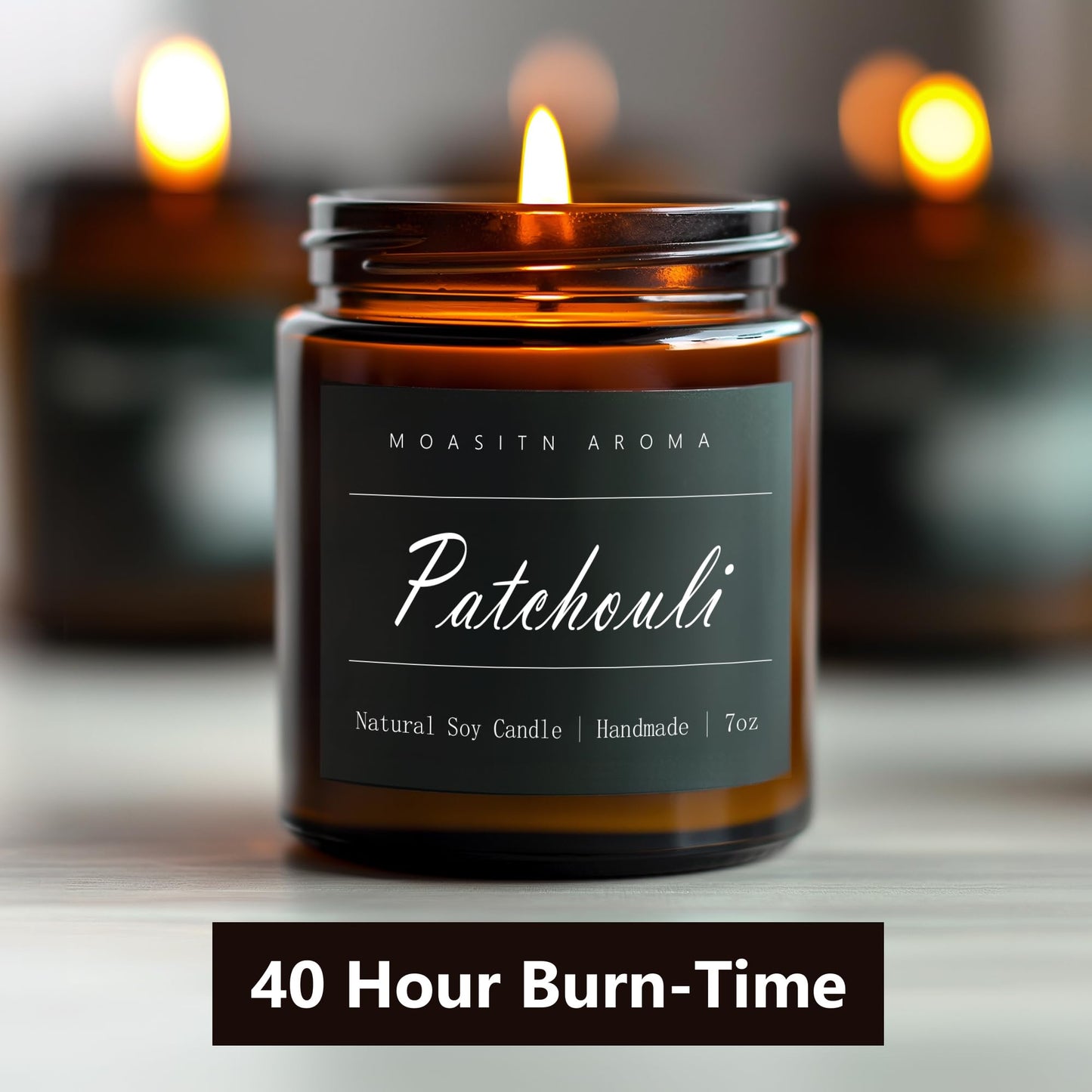 MOASITN Patchouli Scented Candle – Natural Soy, Handmade 7oz Jar | Aromatherapy Gift for Women & Men