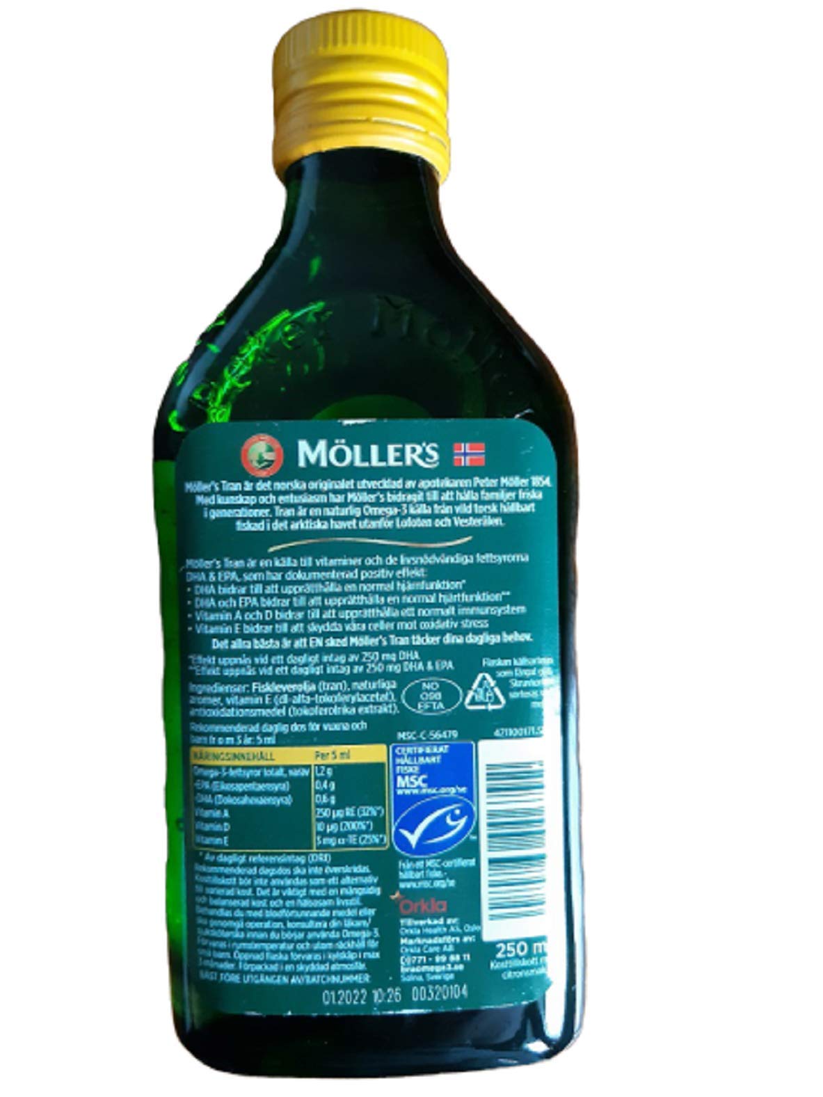 MÖLLER'S Tran Cod Liver Oil 250 ml | Citron Flavor | Omega-3 | Vitamin A, D & E