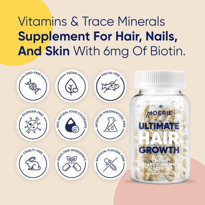 Moerie Hair Growth Supplements – Beadlet Delivery, Biotin & Q10 (120 Pills)